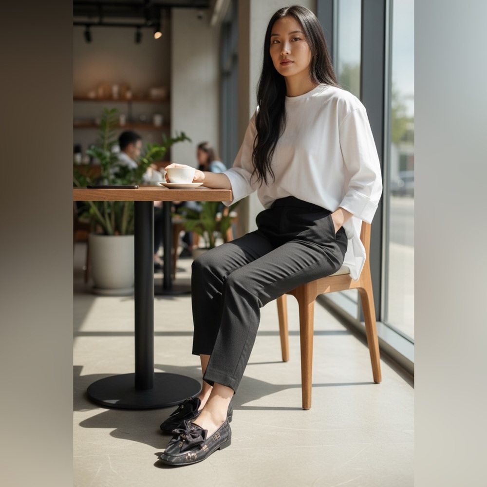 Karl Lagerfeld Paris Women’s Vasilisa Bow Mesh Slip-on Flats with Gold Accent - Picture 2 of 8